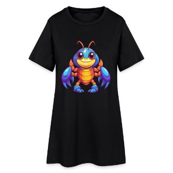 Craw coloré Kawaii Dessin animé Personnage Clipart - Robe T-shirt Femme - noir - Devant
