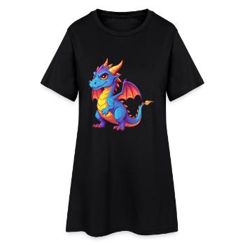 Dragon coloré Kawaii Dessin animé Personnage Clipart - Robe T-shirt Femme - noir - Devant