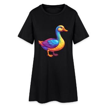 Goose Colorful Kawaii Cartoon Character Clipart - Women’s T-Shirt Dress - black - Front