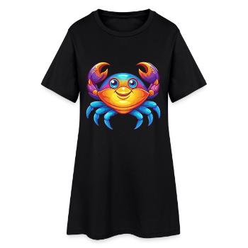 crabe coloré kawaii personnage de dessin animé clipart - Robe T-shirt Femme - noir - Devant