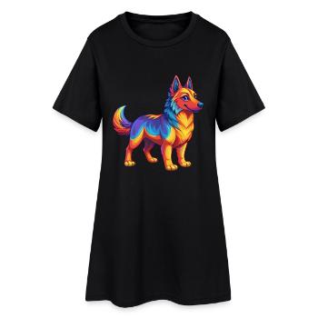 chien coloré kawaii dessin animé personnage clipart - Robe T-shirt Femme - noir - Devant