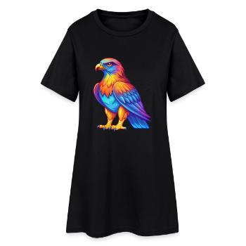 Hawk Bunte Kawaii Cartoon Figur Clipart - Frauen T-Shirt-Kleid - Schwarz - Vorne