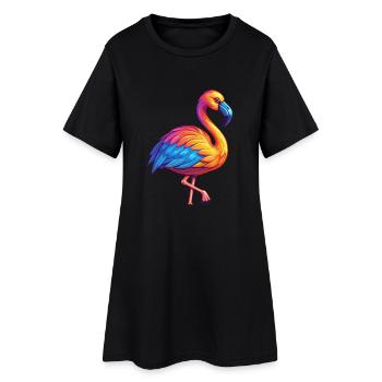 flamant rose coloré kawaii dessin animé personnage clipart - Robe T-shirt Femme - noir - Devant