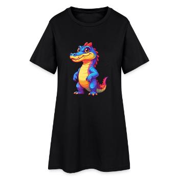 crocodile coloré kawaii dessin animé personnage animal - Robe T-shirt Femme - noir - Devant