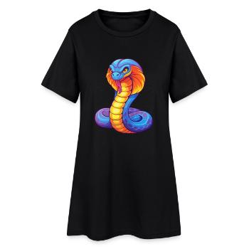 Cobra coloré Kawaii Dessin animé Personnage Clipart - Robe T-shirt Femme - noir - Devant