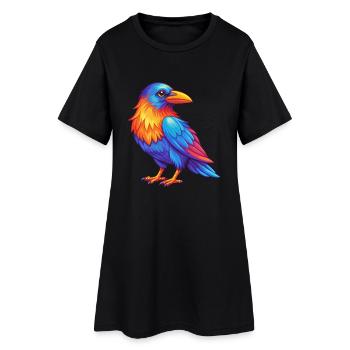 Crow coloré Kawaii dessin animé Personnage Clipart - Robe T-shirt Femme - noir - Devant