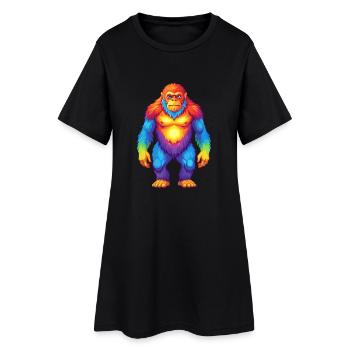 Big Foot coloré Kawaii Dessin animé Personnage Clipart - Robe T-shirt Femme - noir - Devant