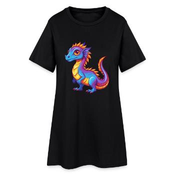 basilic coloré kawaii personnage de dessin animé clipart - Robe T-shirt Femme - noir - Devant