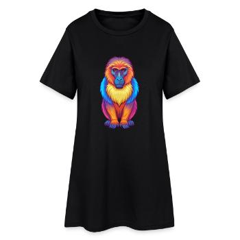 Baboon Colorful Kawaii Cartoon Character Clipart - Women’s T-Shirt Dress - black - Front