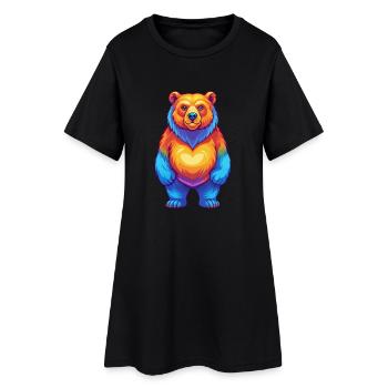 ours coloré kawaii dessin animé personnage clipart - Robe T-shirt Femme - noir - Devant
