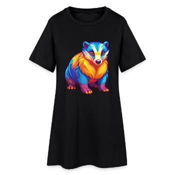 blaireau coloré kawaii dessin animé personnage clipart - Robe T-shirt Femme - noir - Devant
