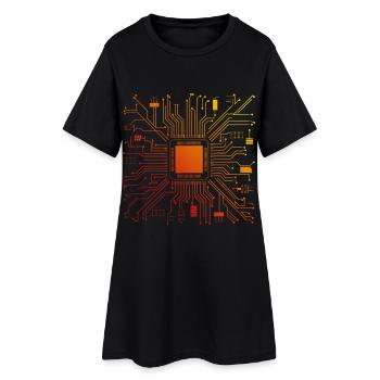 Carte mère d’ordinateur technique Micropuce abstraite - Robe T-shirt Femme - noir - Devant