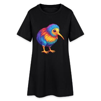 Kiwi oiseau coloré Kawaii dessin animé personnage Animal - Robe T-shirt Femme - noir - Devant