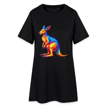 Kangaroo Colorful Kawaii Cartoon Character Clipart - Women’s T-Shirt Dress - black - Front