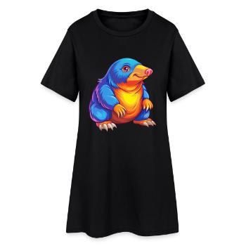 Mole Colorful Kawaii Cartoon Character Clipart - Women’s T-Shirt Dress - black - Front
