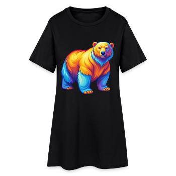 Ours polaire Personnage de dessin animé kawaii coloré - Robe T-shirt Femme - noir - Devant