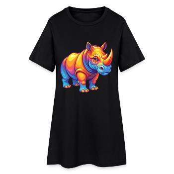 rhinocéros coloré kawaii personnage de dessin animé clipart - Robe T-shirt Femme - noir - Devant