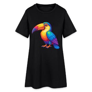 Toucan coloré kawaii dessin animé personnage clipart - Robe T-shirt Femme - noir - Devant