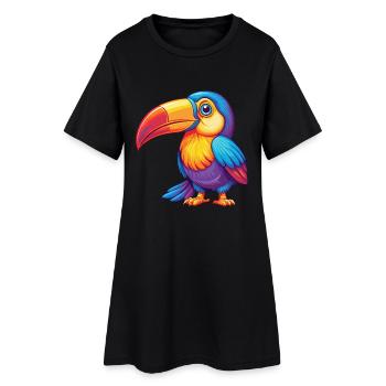 Toucan coloré kawaii dessin animé personnage clipart - Robe T-shirt Femme - noir - Devant