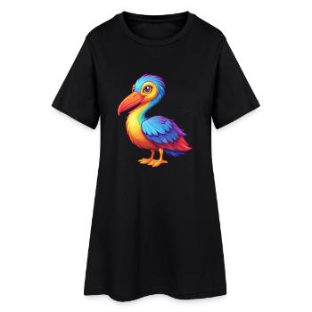 Storch Bunte Kawaii Cartoon Figur Clipart - Frauen T-Shirt-Kleid - Schwarz - Vorne