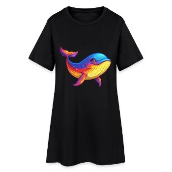 baleine coloré kawaii dessin animé personnage clipart - Robe T-shirt Femme - noir - Devant