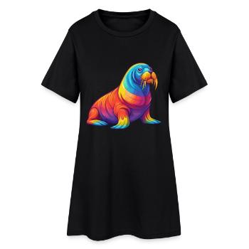 morse coloré kawaii dessin animé personnage clipart - Robe T-shirt Femme - noir - Devant