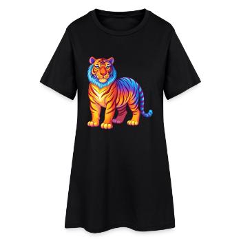 Tiger Colorful Kawaii Cartoon Character Clipart - Women’s T-Shirt Dress - black - Front