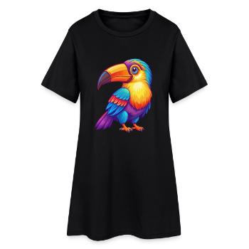Toucan coloré kawaii dessin animé personnage clipart - Robe T-shirt Femme - noir - Devant
