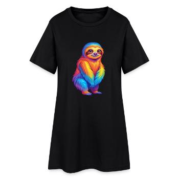 Faultier Bunte Kawaii Cartoon Figur Clipart - Frauen T-Shirt-Kleid - Schwarz - Vorne