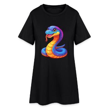 serpent coloré kawaii dessin animé personnage clipart - Robe T-shirt Femme - noir - Devant