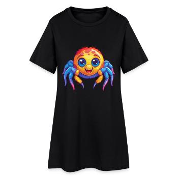 araignée coloré Kawaii personnage de dessin animé Clipart - Robe T-shirt Femme - noir - Devant