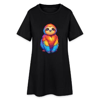 Faultier Bunte Kawaii Cartoon Figur Clipart - Frauen T-Shirt-Kleid - Schwarz - Vorne