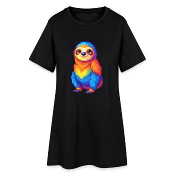 Faultier Bunte Kawaii Cartoon Charakter Clipart - Frauen T-Shirt-Kleid - Schwarz - Vorne