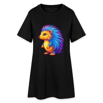 porc-épic coloré kawaii personnage de dessin animé animal - Robe T-shirt Femme - noir - Devant