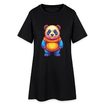 Panda coloré Kawaii dessin animé Personnage Clipart - Robe T-shirt Femme - noir - Devant