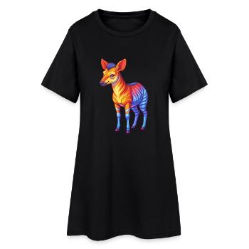 Okapi Colorful Kawaii Cartoon Character Clipart - Women’s T-Shirt Dress - black - Front