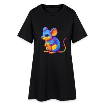 mouse Colorful Kawaii Cartoon Character Clipart - Women’s T-Shirt Dress - black - Front