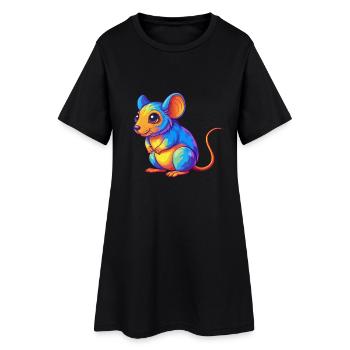 Mouse Colorful Kawaii Cartoon Character Clipart - Women’s T-Shirt Dress - black - Front