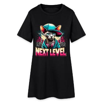 Cornish Rex Next Level Gangster Katze Geschenk - Frauen T-Shirt-Kleid - Schwarz - Vorne