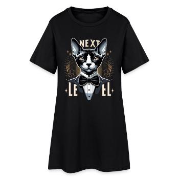 Cornish Rex Anzug Next Level Katze Geschenk - Frauen T-Shirt-Kleid - Schwarz - Vorne