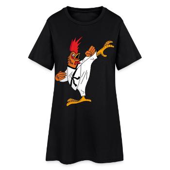 Coq et karaté - Robe T-shirt Femme - noir - Devant