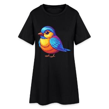 Mésange coloré Kawaii personnage de dessin animé oiseau - Robe T-shirt Femme - noir - Devant