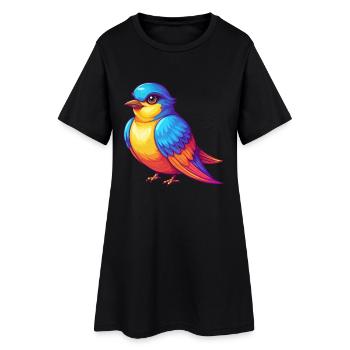 hirondelle coloré kawaii personnage de dessin animé oiseau - Robe T-shirt Femme - noir - Devant