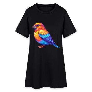 Kreuzschnabel Bunte Kawaii Cartoon Figur Vogel - Frauen T-Shirt-Kleid - Schwarz - Vorne
