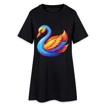 cygne coloré kawaii personnage de dessin animé oiseau - Robe T-shirt Femme - noir - Devant