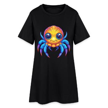 Araignée de mer Kawaii coloré dessin animé Animal marin - Robe T-shirt Femme - noir - Devant