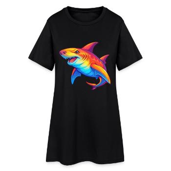 requin-marteau coloré Kawaii dessin animé Clipart - Robe T-shirt Femme - noir - Devant