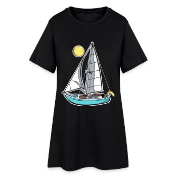 Croquis de voilier look vintage - Robe T-shirt Femme - noir - Devant