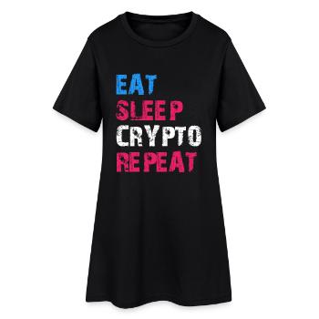 EAT SLEEP CRYPTO REPEAT - Frauen T-Shirt-Kleid - Schwarz - Vorne