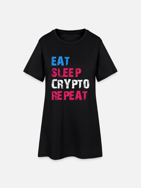 MANGER DORMIR CRYPTO RÉPÉTER - Robe T-shirt Femme - noir